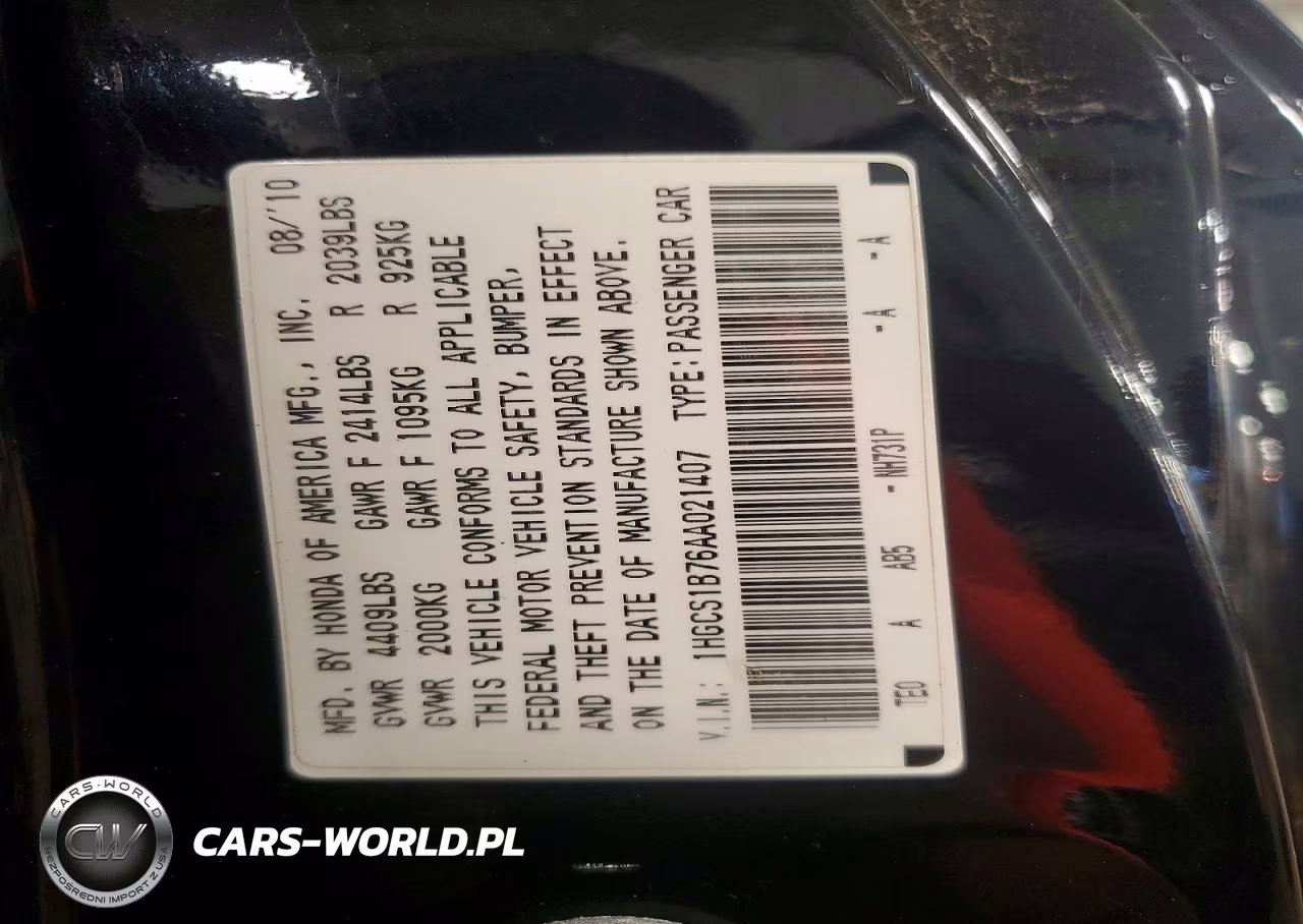 2010 Honda Accord Ex VIN:1HGCS1B76AA021407 - 12