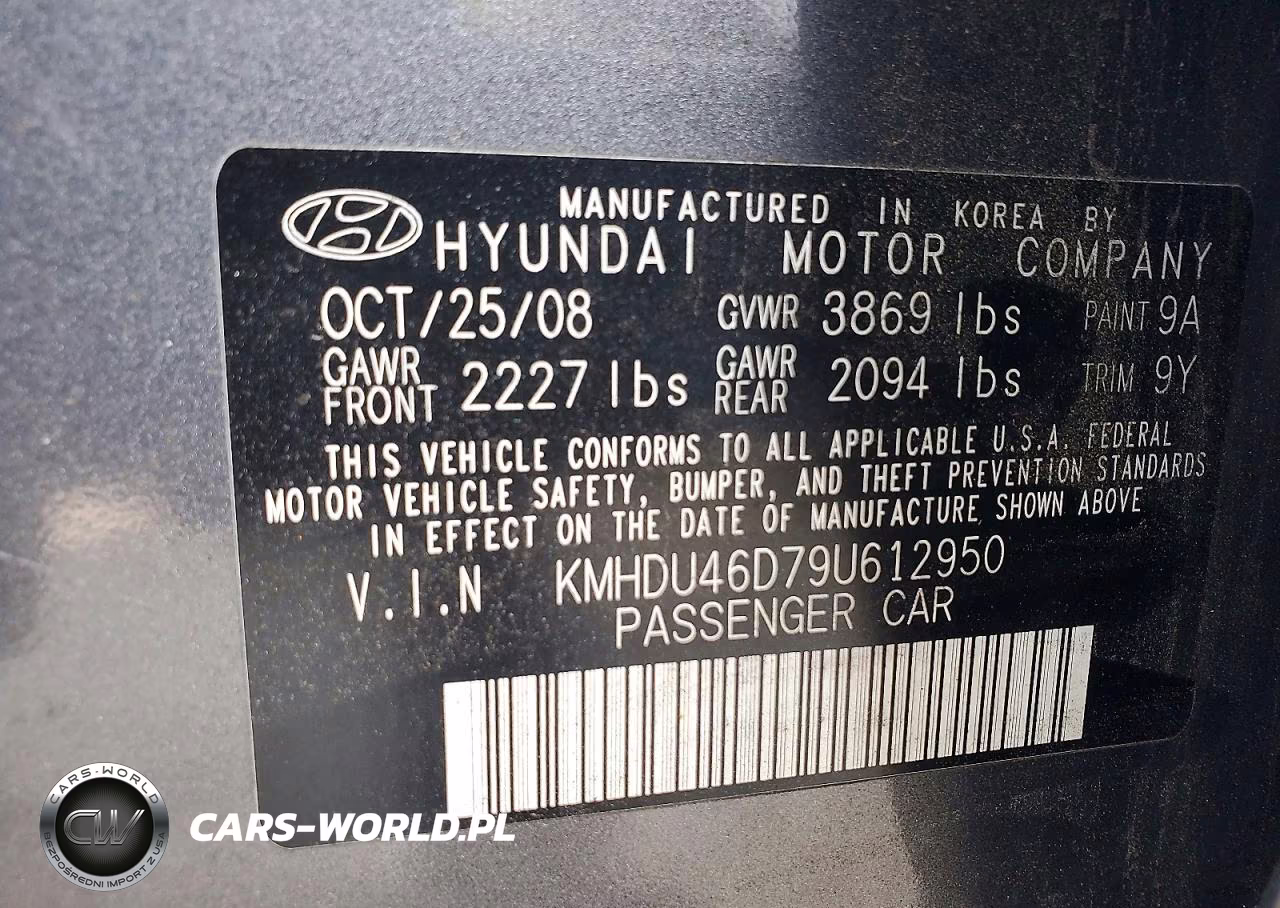 2009 Hyundai Elantra Se VIN:KMHDU46D79U612950 - 12