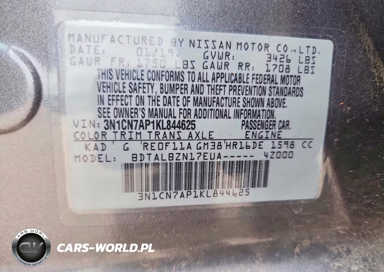 2019 Nissan Versa S VIN:3N1CN7AP1KL844625 - 12