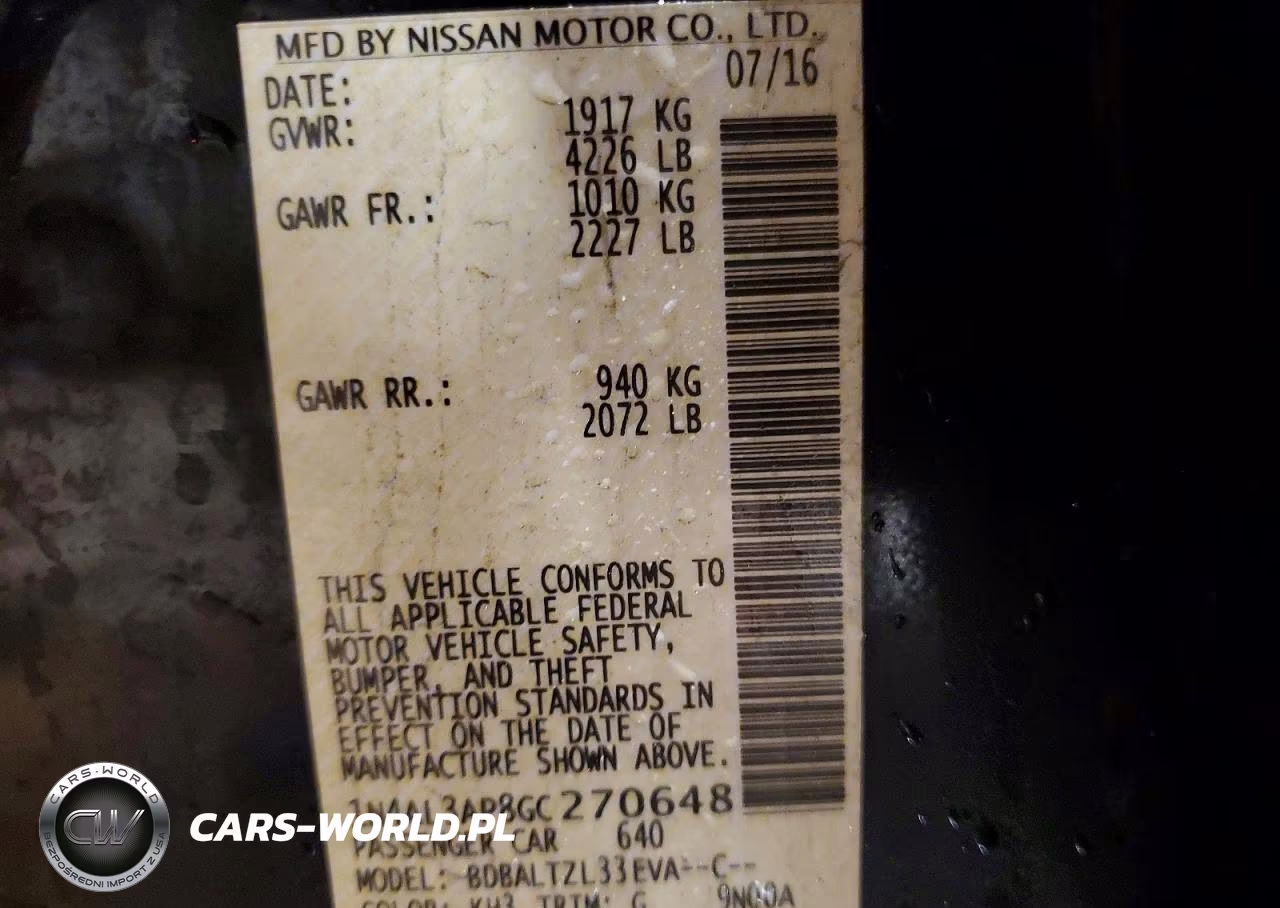 2016 Nissan Altima 2.5 Sl VIN:1N4AL3AP8GC270648 - 12