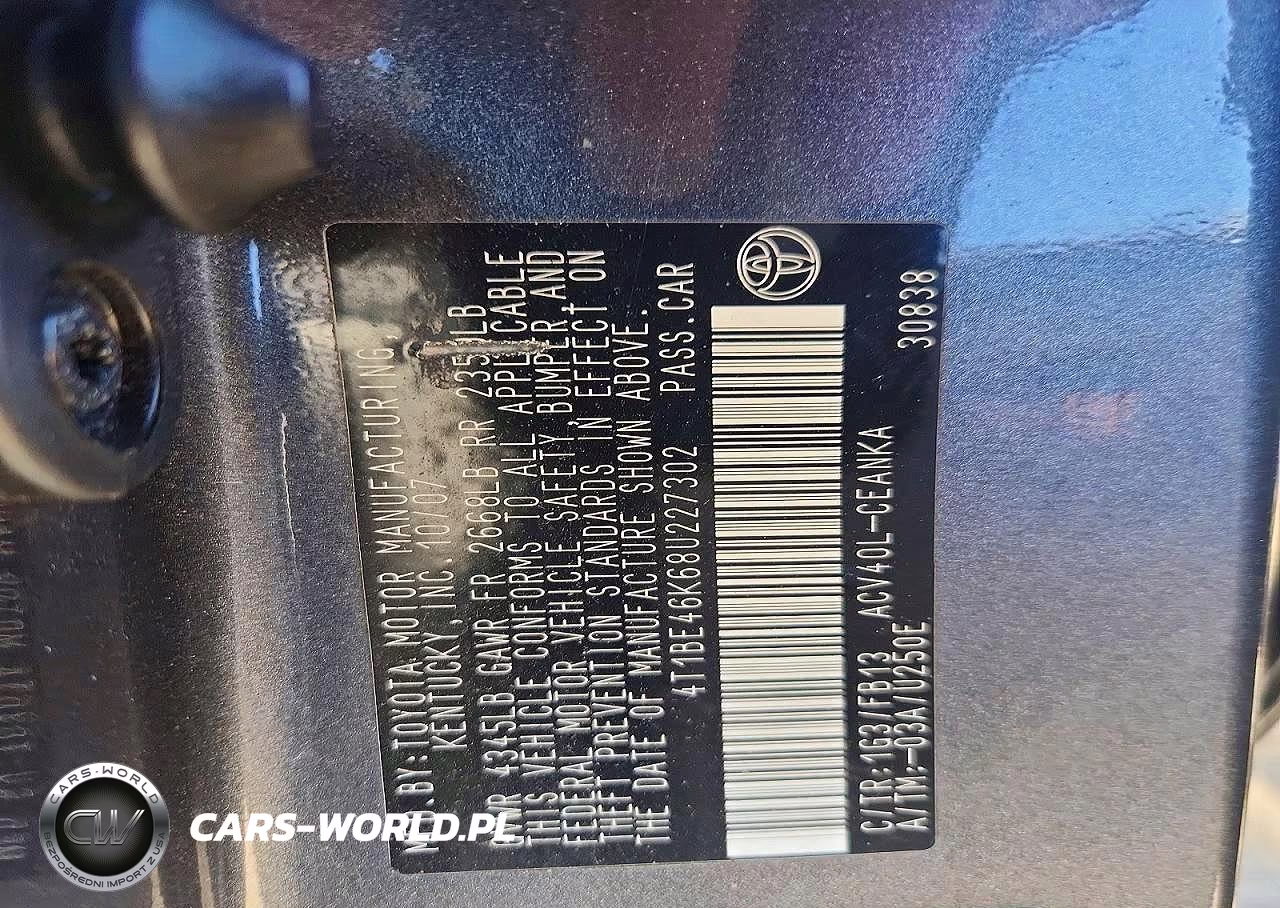 2008 Toyota Camry Le VIN:4T1BE46K68U227302 - 12