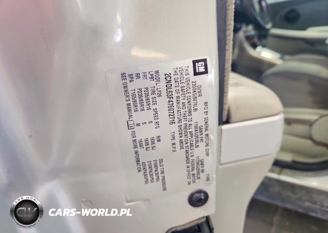 2007 Chevrolet Equinox Lt VIN:2CNDL63F476072716 - 12