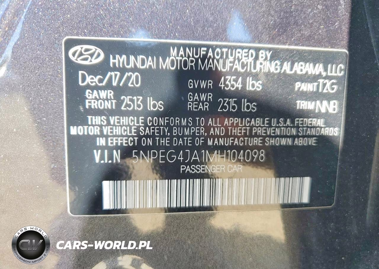 2021 Hyundai Sonata Se VIN:5NPEG4JA1MH104098 - 13