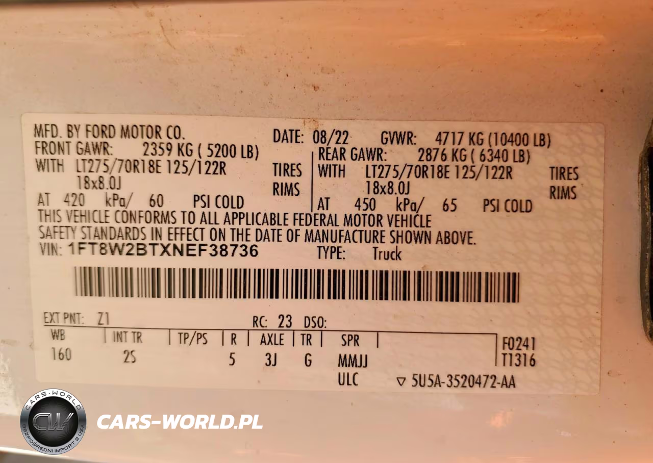 2022 Ford F250 Super Duty VIN:1FT8W2BTXNEF38736 - 13