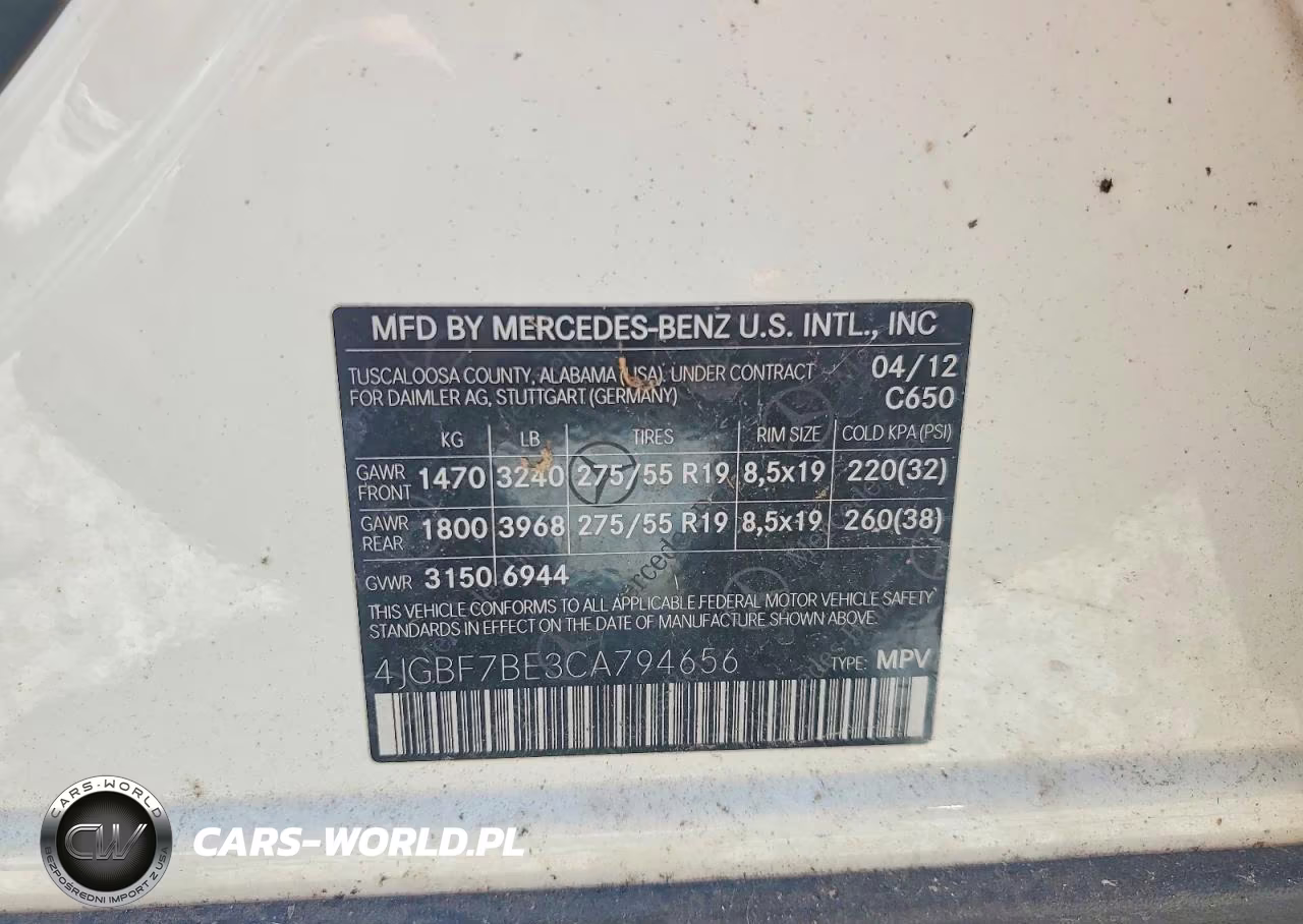 2012 Mercedes-Benz Gl 450 4Matic VIN:4JGBF7BE3CA794656 - 13