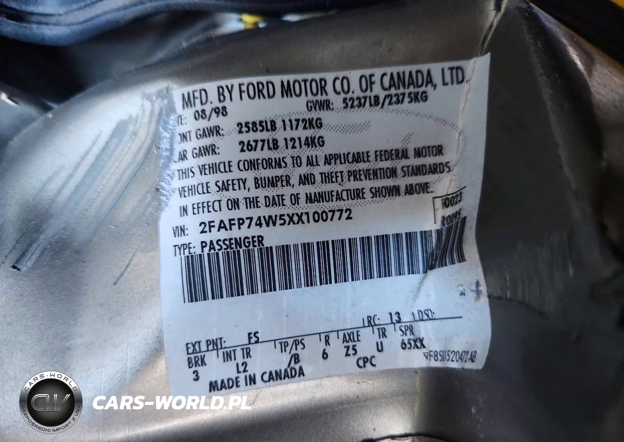 1999 Ford Crown Victoria Lx VIN:2FAFP74W5XX100772 - 12