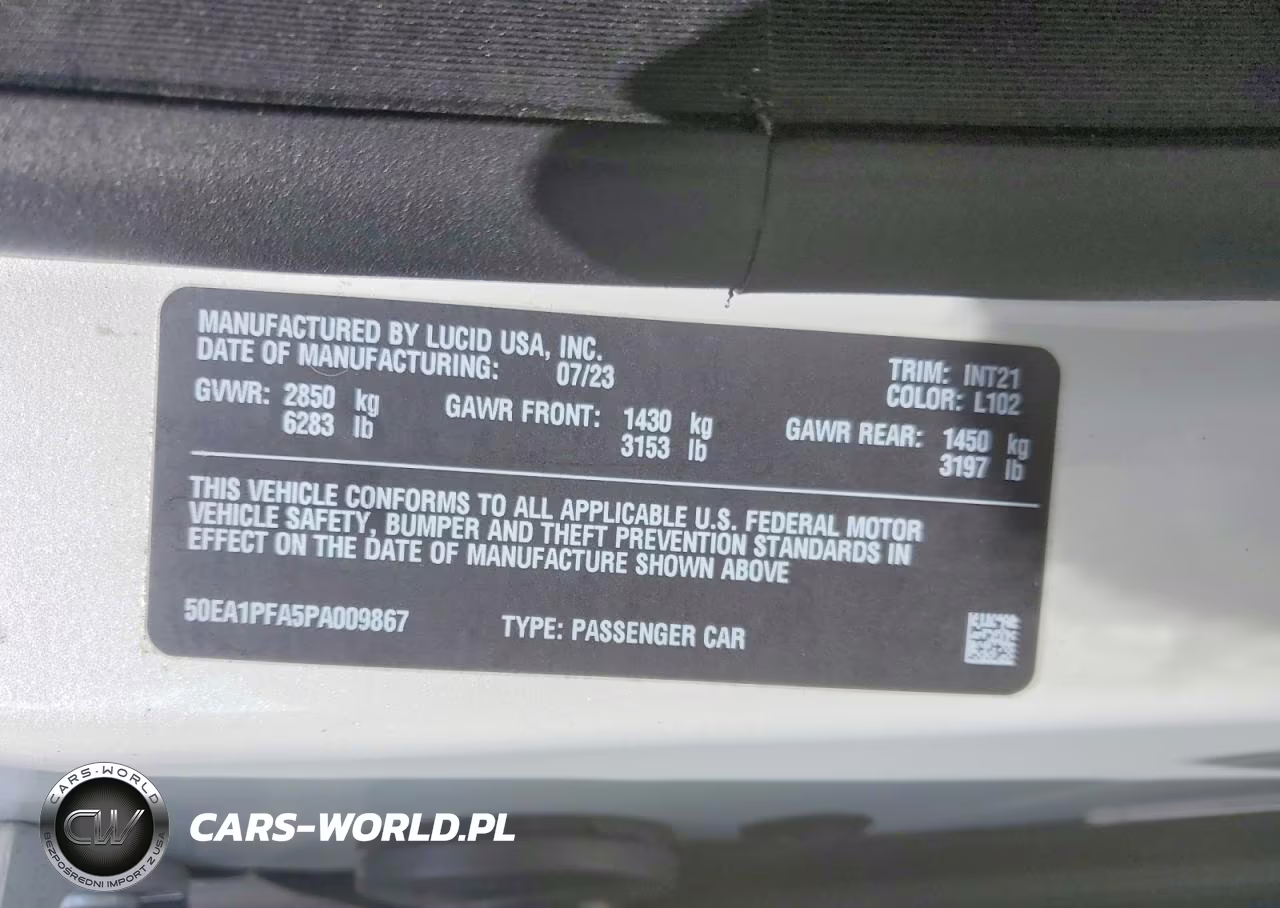 2023 Lucid Motors Air Pure VIN:50EA1PFA5PA009867 - 12