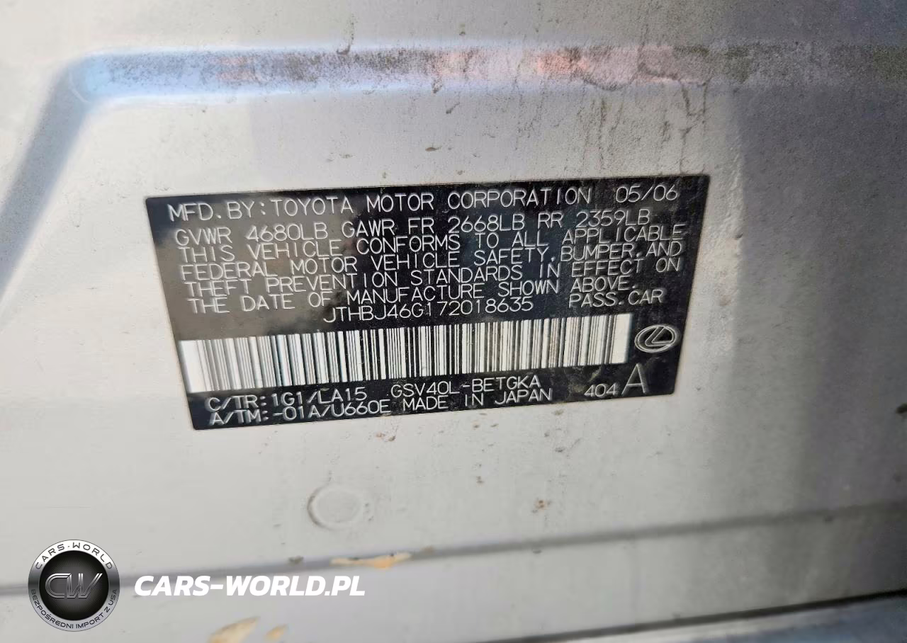 2007 Lexus Es 350 VIN:JTHBJ46G172018635 - 12