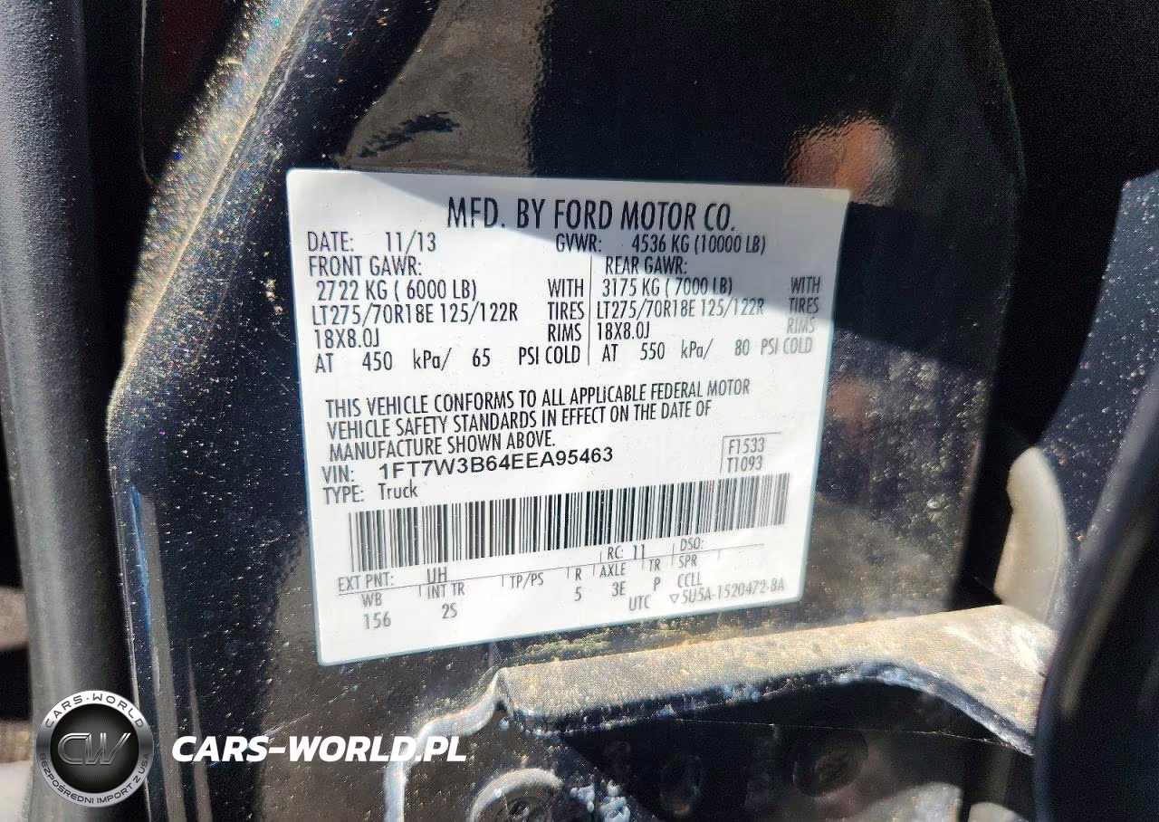 2014 Ford F350 Super Duty VIN:1FT7W3B64EEA95463 - 12