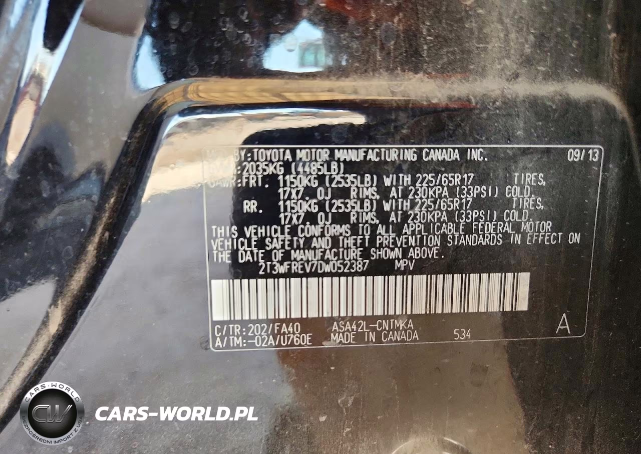 2013 Toyota Rav4 Xle VIN:2T3WFREV7DW052387 - 13