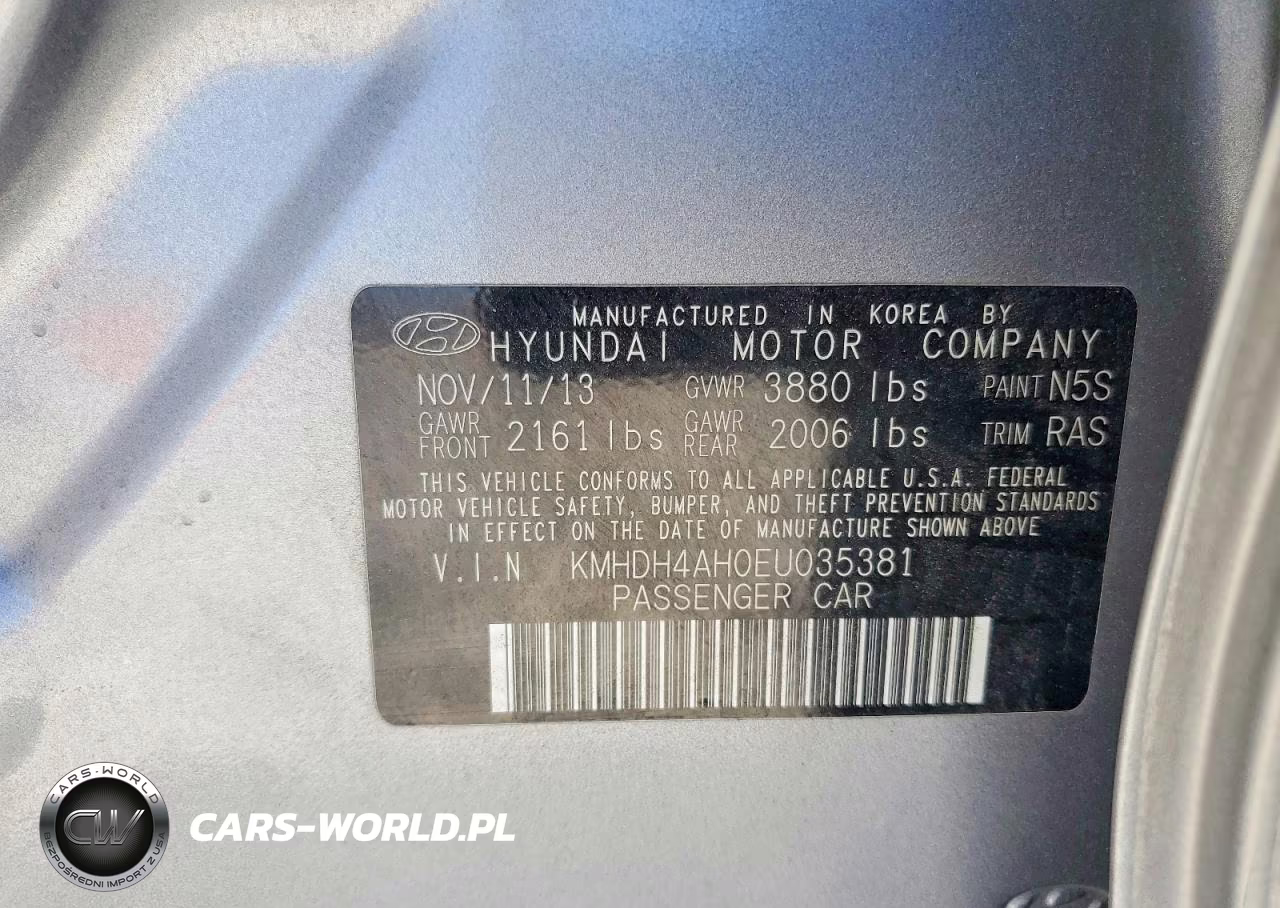 2014 Hyundai Elantra Sport VIN:KMHDH4AH0EU035381 - 12