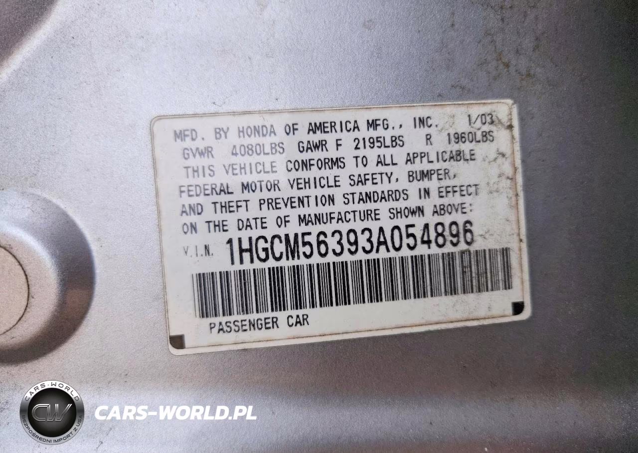 2003 Honda Accord Lx VIN:1HGCM56393A054896 - 13