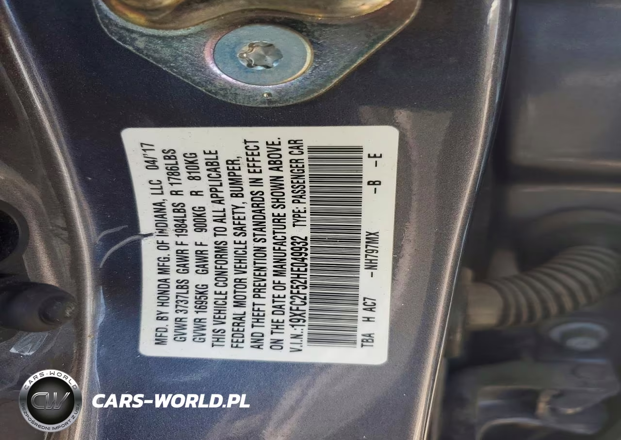 2017 Honda Civic Lx VIN:19XFC2F52HE049932 - 12