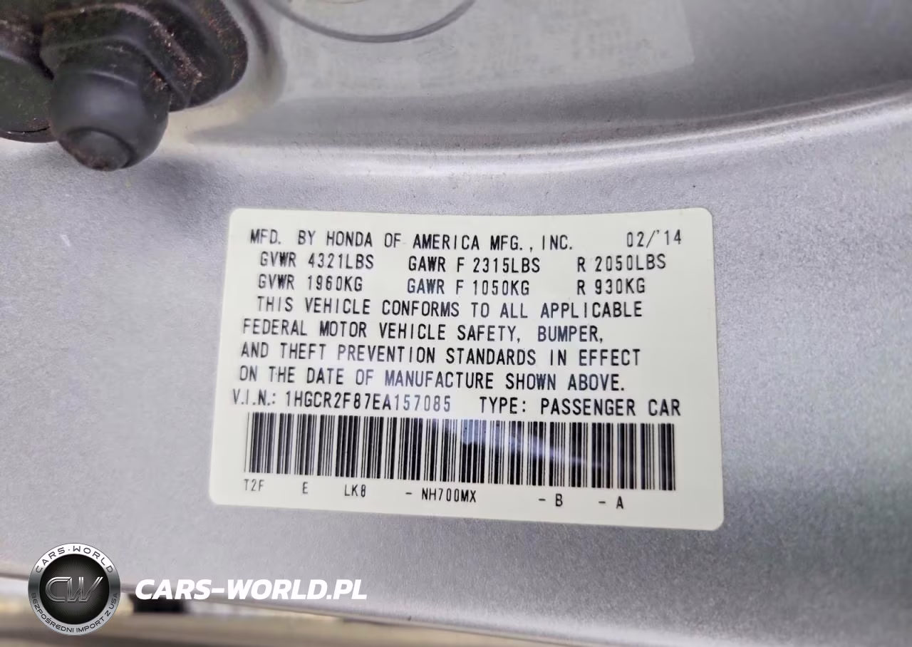 2014 Honda Accord Exl VIN:1HGCR2F87EA157085 - 12