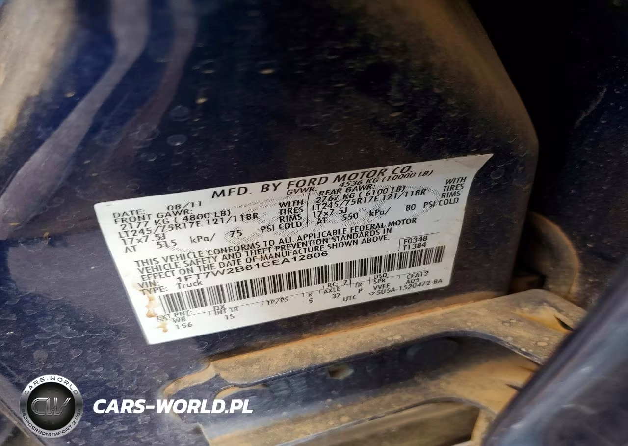 2012 Ford F250 Super Duty VIN:1FT7W2B61CEA12806 - 12
