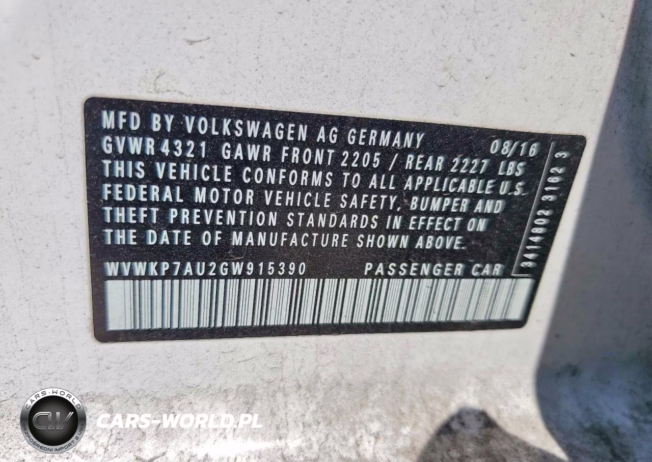 2016 Volkswagen E-Golf Se VIN:WVWKP7AU2GW915390 - 14