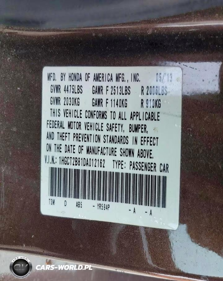 2013 Honda Accord Exl VIN:1HGCT2B81DA012162 - 12