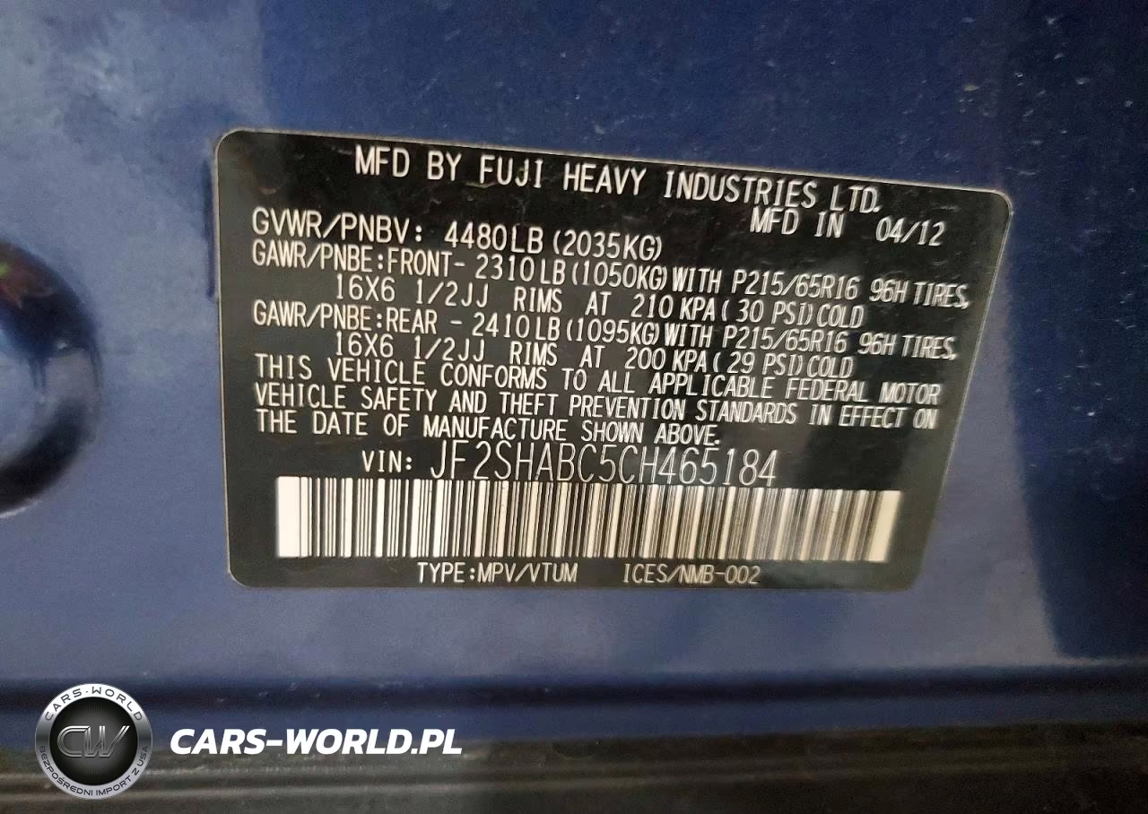 2012 Subaru Forester 2.5X VIN:JF2SHABC5CH465184 - 13
