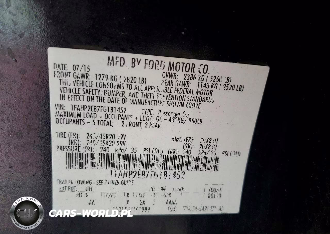 2015 Ford Taurus Sel VIN:1FAHP2E87FG181452 - 13