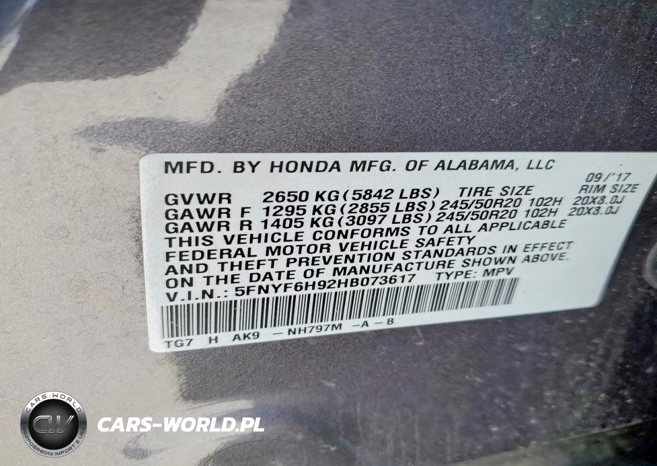 2017 Honda Pilot Touring VIN:5FNYF6H92HB073617 - 13