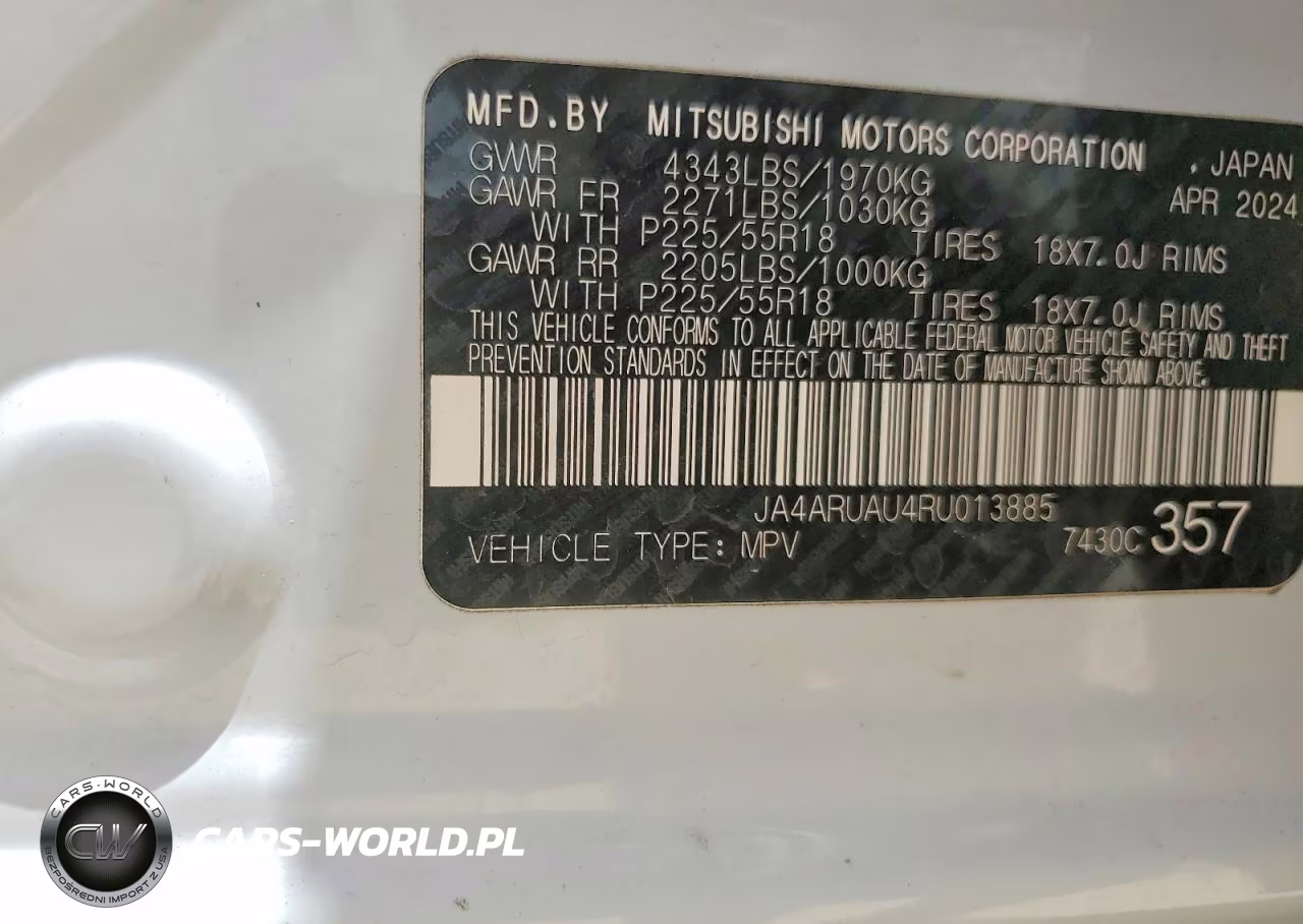 2024 Mitsubishi Outlander Sport S-Se VIN:JA4ARUAU4RU013885 - 13