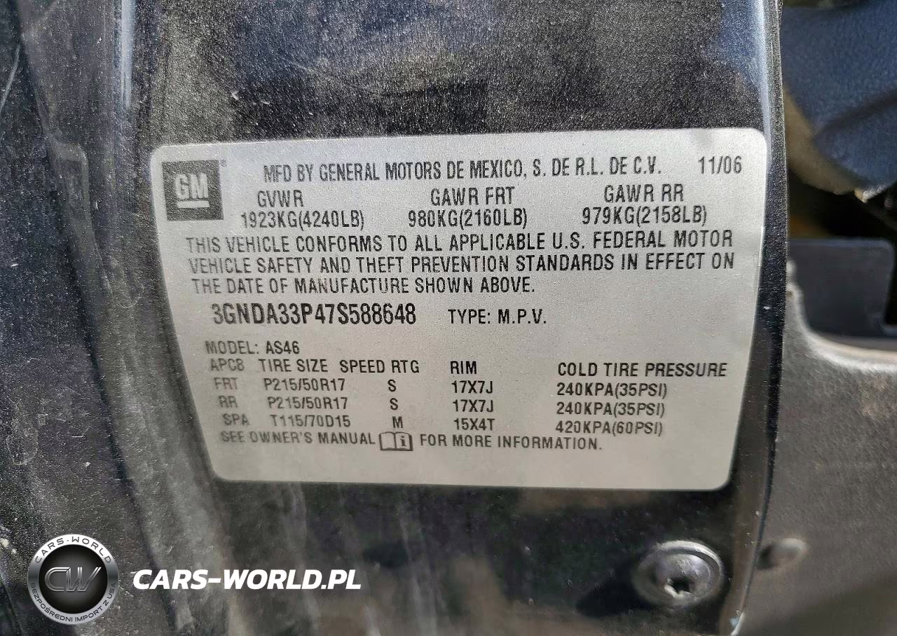 2007 Chevrolet Hhr Lt VIN:3GNDA33P47S588648 - 14