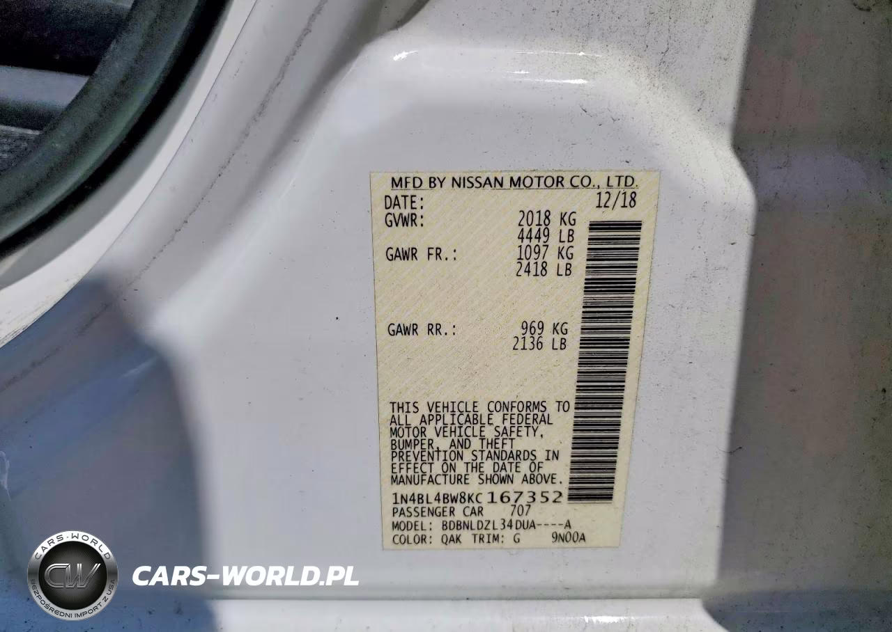 2019 Nissan Altima S VIN:1N4BL4BW8KC167352 - 12