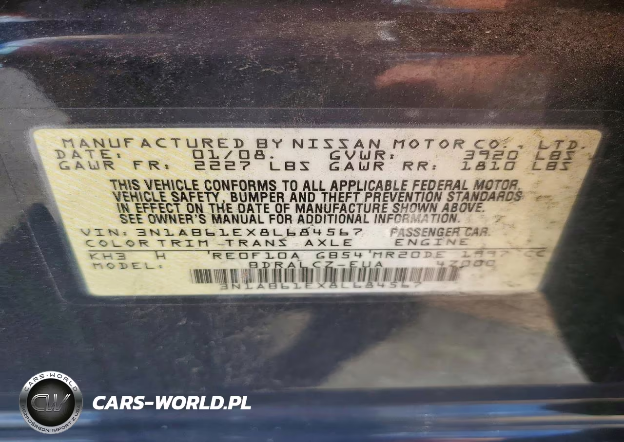 2008 Nissan Sentra 2.0 VIN:3N1AB61EX8L684567 - 12