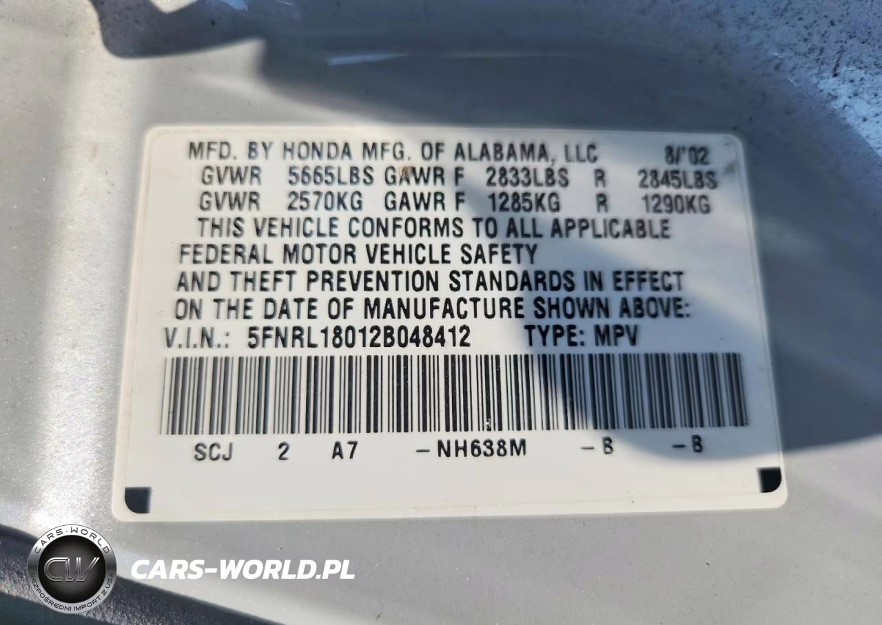 2002 Honda Odyssey Exl VIN:5FNRL18012B048412 - 14