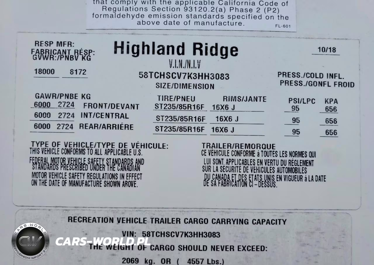 2019 Highland Ridge Highlander Camper VIN:58TCHSCV7K3HH3083 - 10