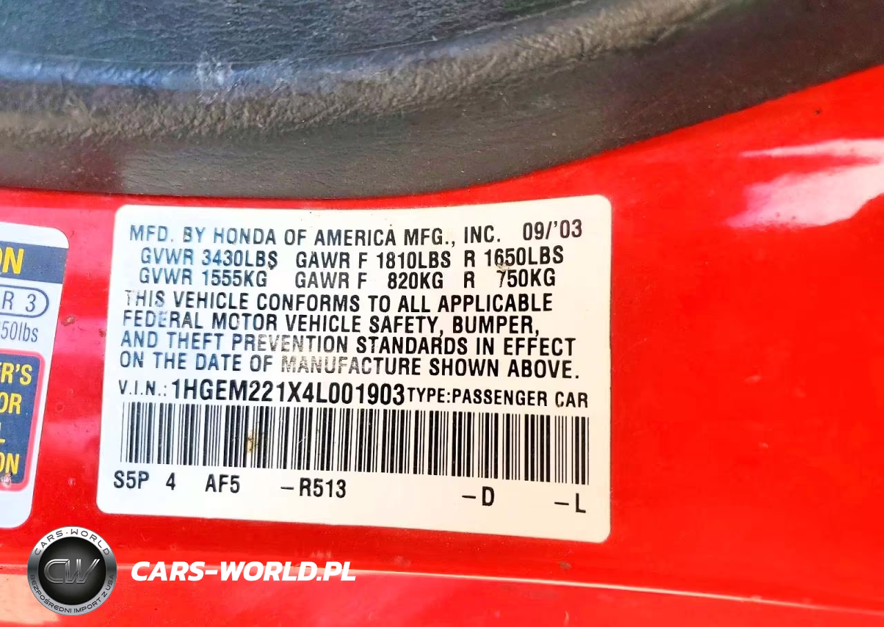 2004 Honda Civic Dx Vp VIN:1HGEM221X4L001903 - 12