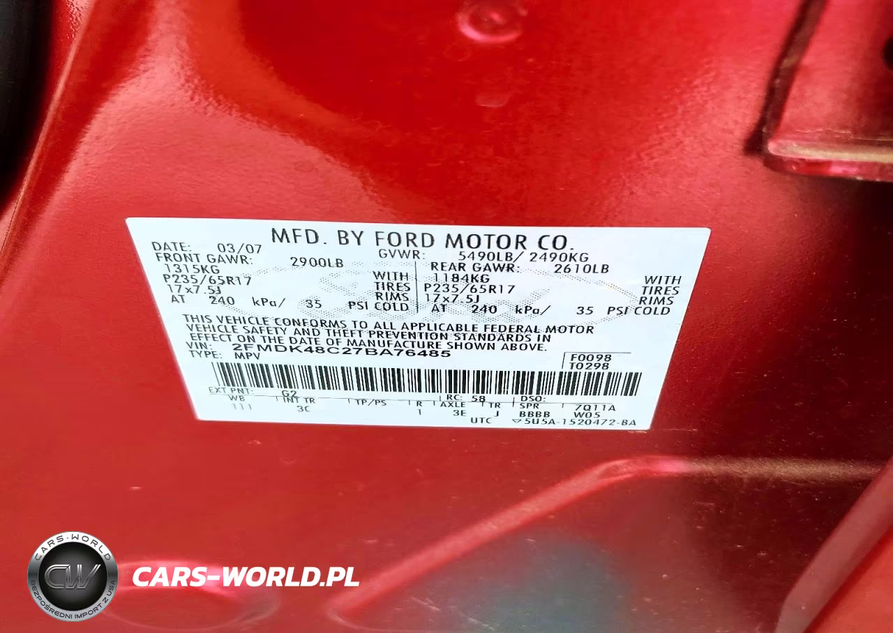 2007 Ford Edge Sel VIN:2FMDK48C27BA76485 - 12