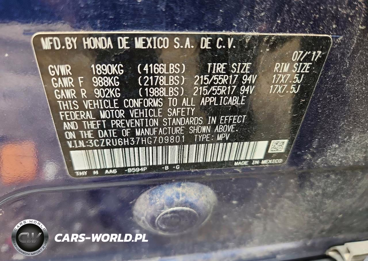 2017 Honda Hr-V Lx VIN:3CZRU6H37HG709801 - 12
