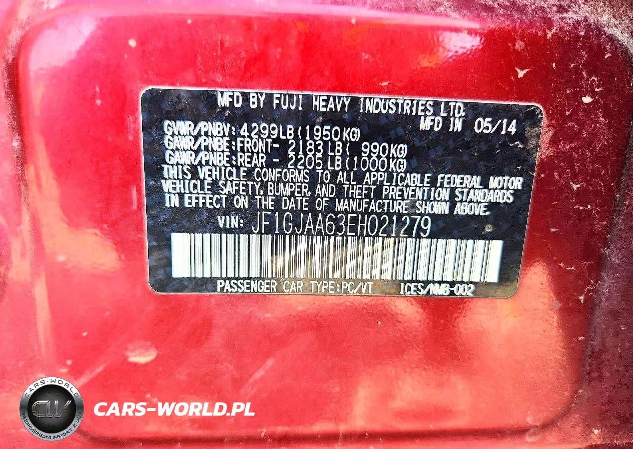 2014 Subaru Impreza VIN:JF1GJAA63EH021279 - 12