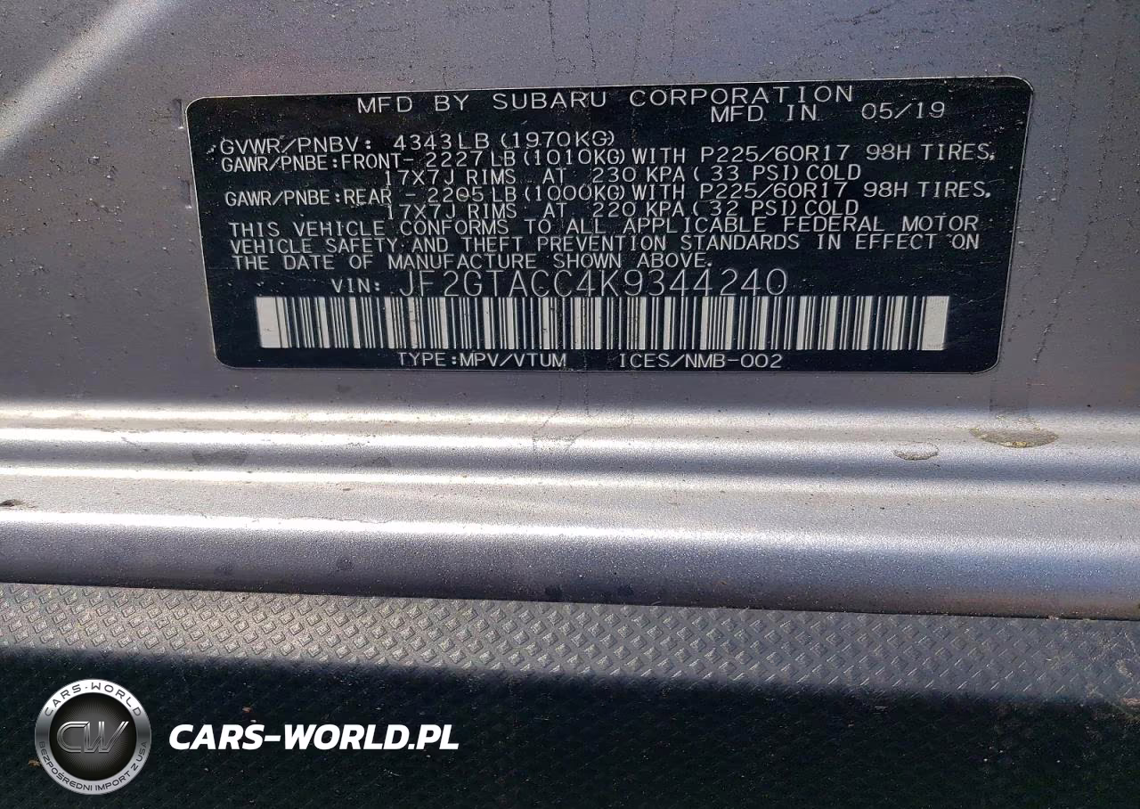 2019 Subaru Crosstrek Premium VIN:JF2GTACC4K9344240 - 12