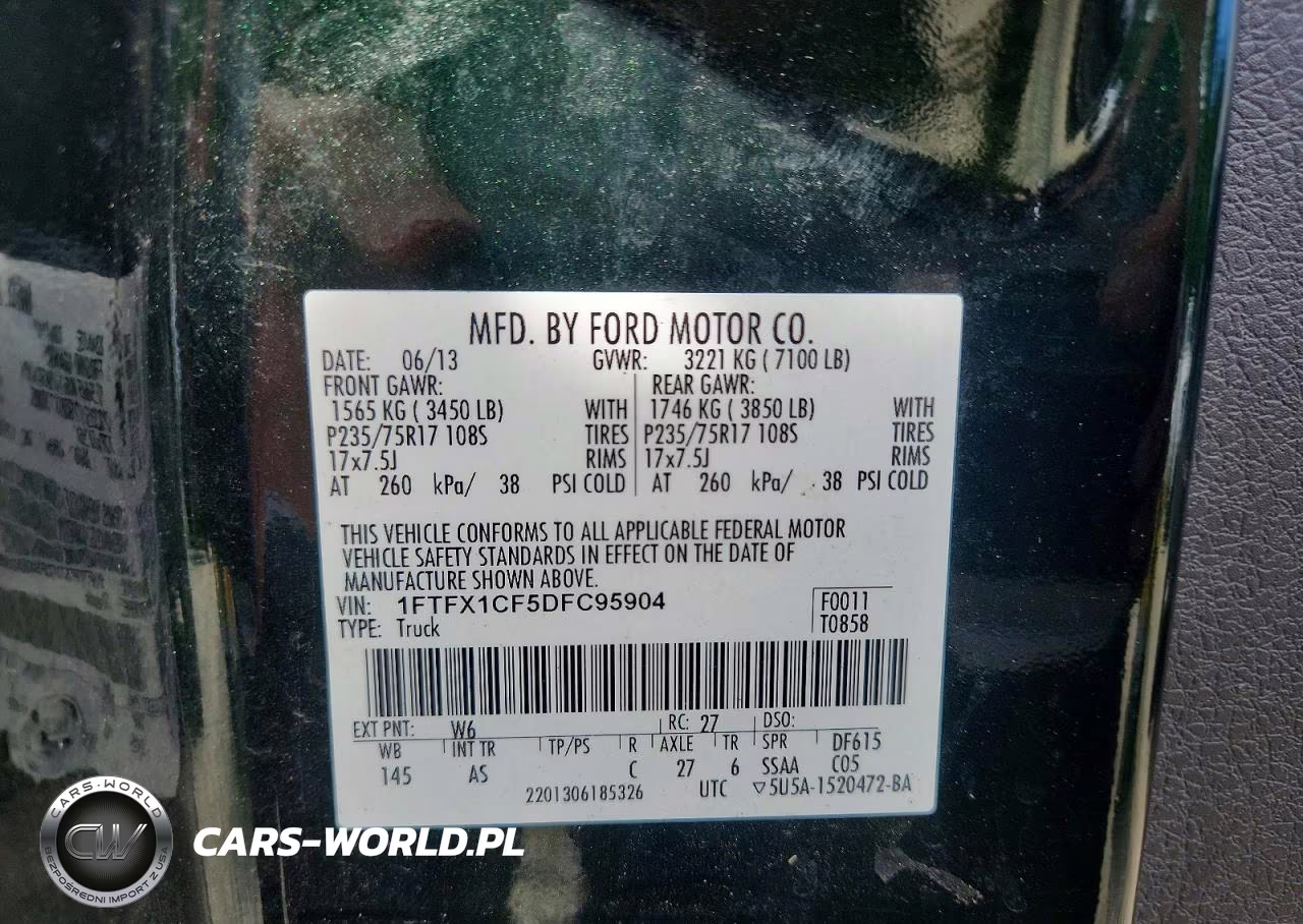 2013 Ford F150 Super Cab VIN:1FTFX1CF5DFC95904 - 12