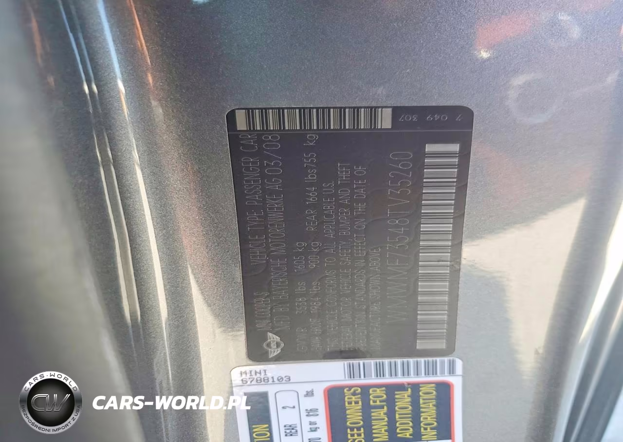 2008 Mini Cooper S VIN:WMWMF73548TV35260 - 12