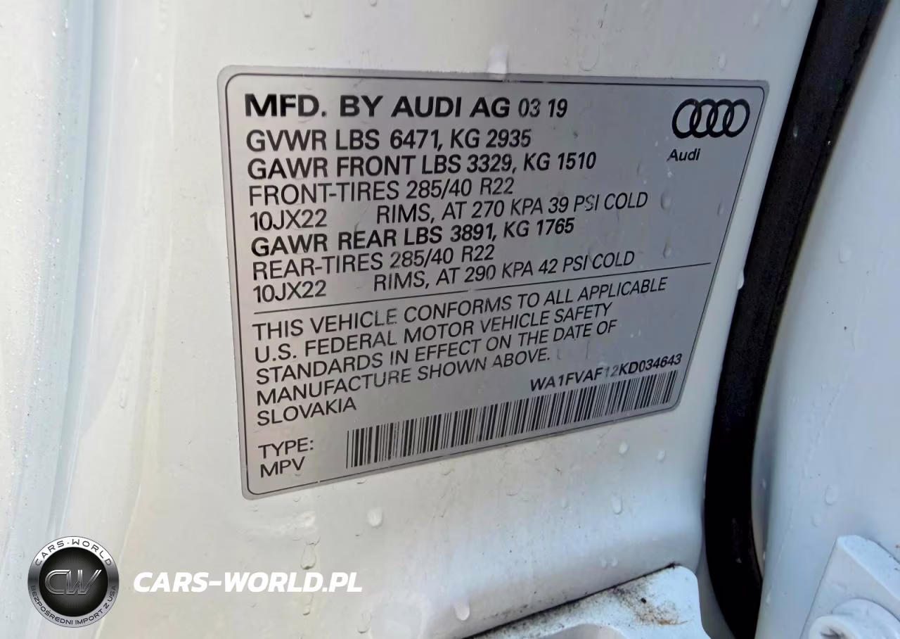2019 Audi Q8 Prestige S-Line VIN:WA1FVAF12KD034643 - 10