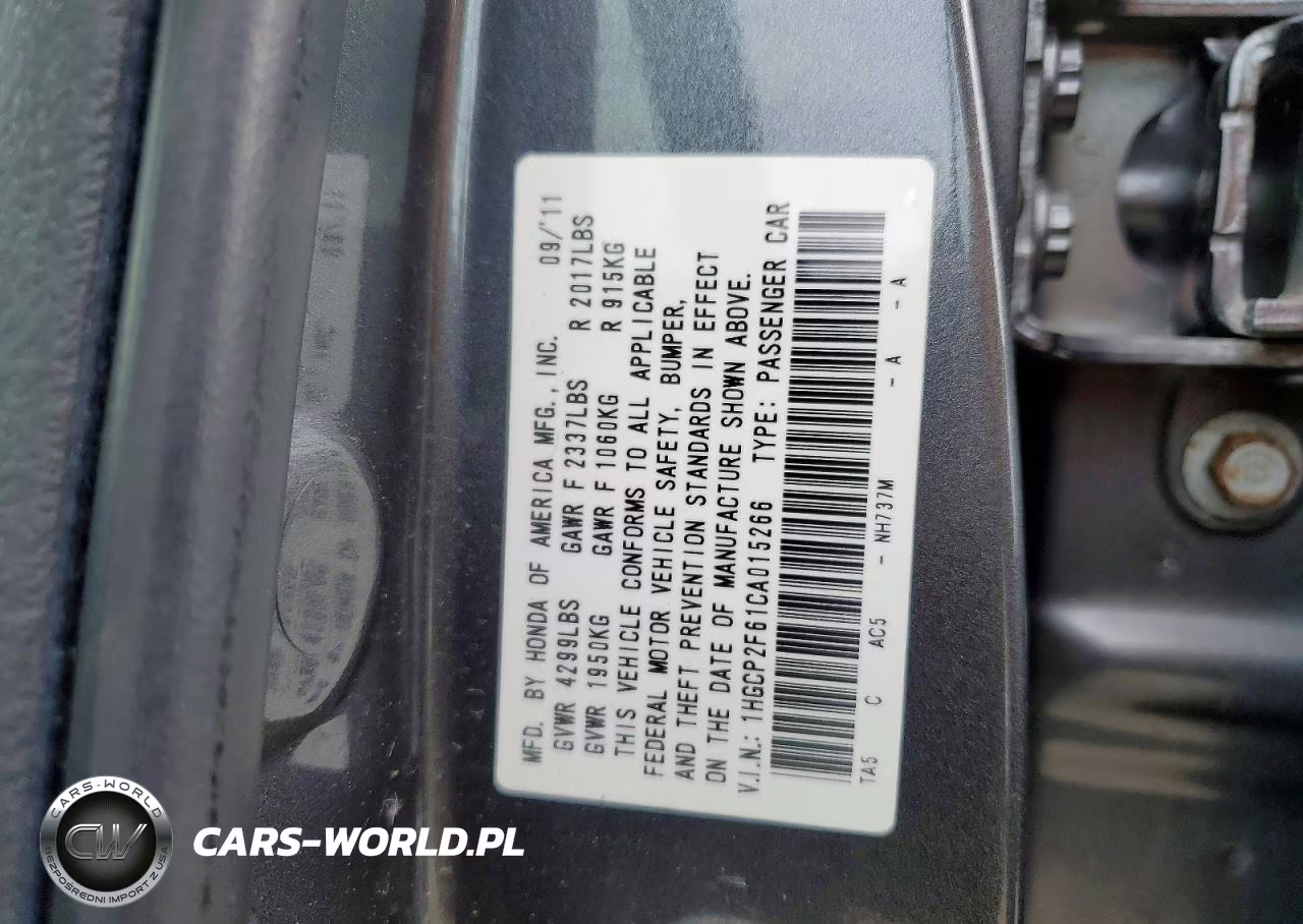2012 Honda Accord Se VIN:1HGCP2F61CA015266 - 12