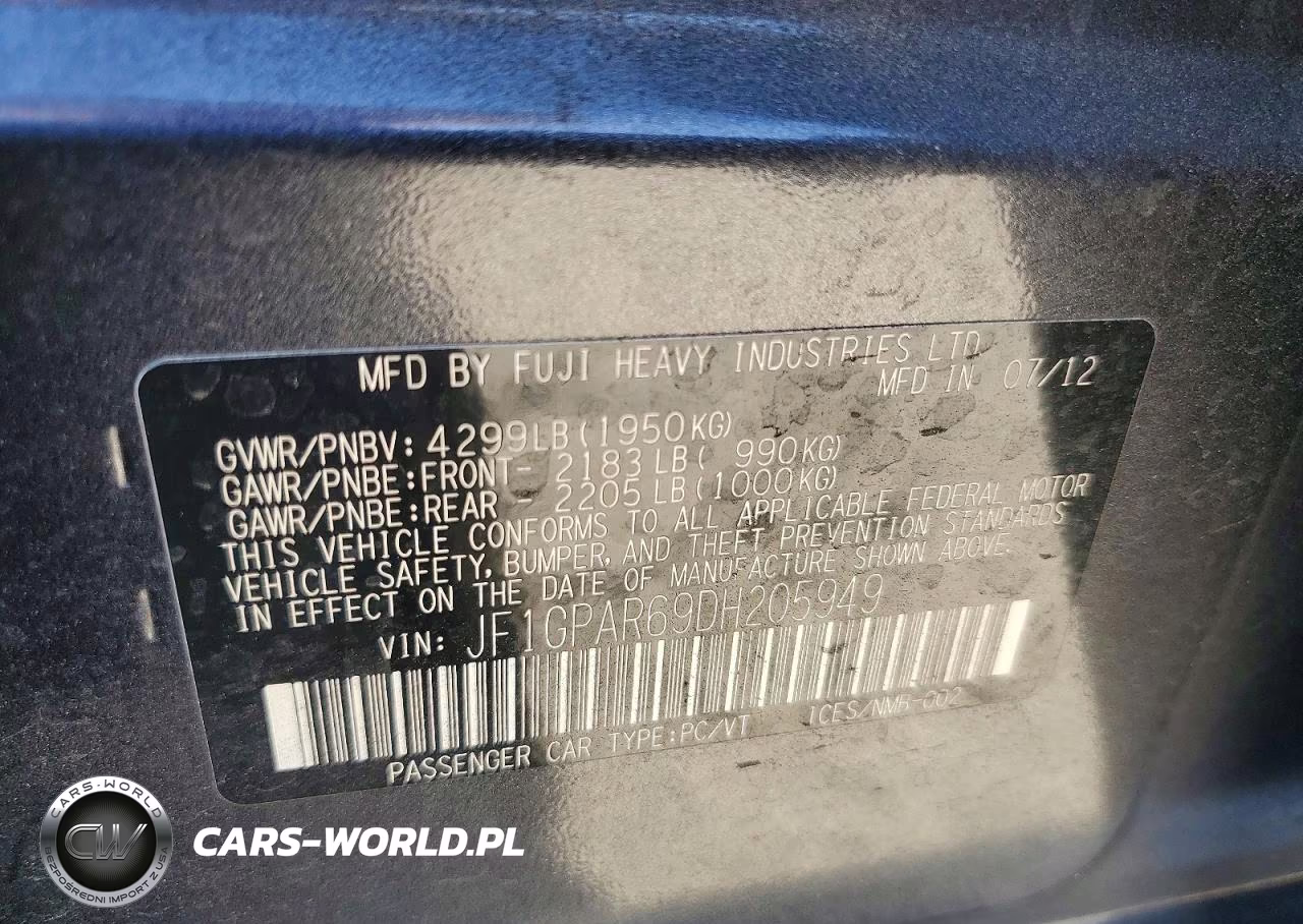 2013 Subaru Impreza Sport Limited VIN:JF1GPAR69DH205949 - 13