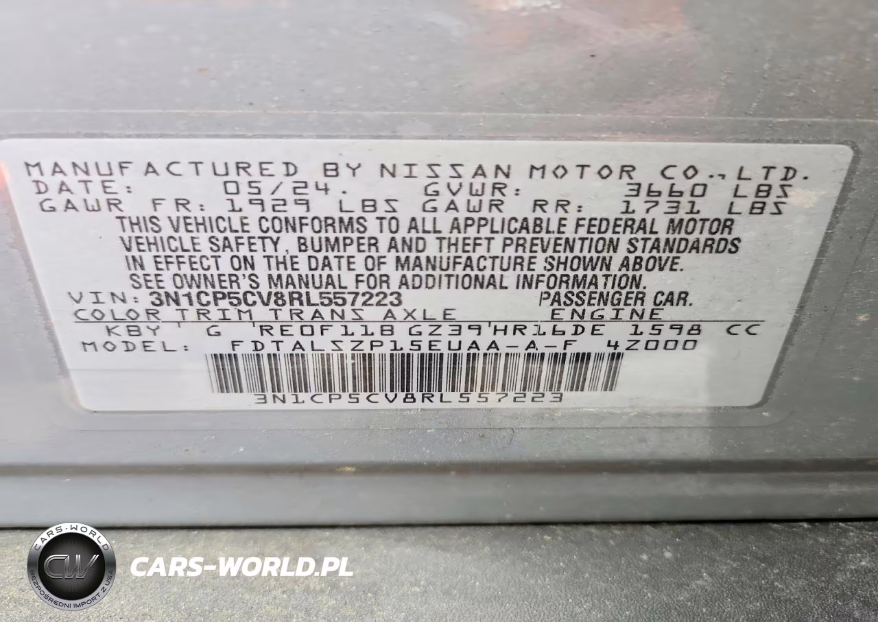2024 Nissan Kicks Sv VIN:3N1CP5CV8RL557223 - 12