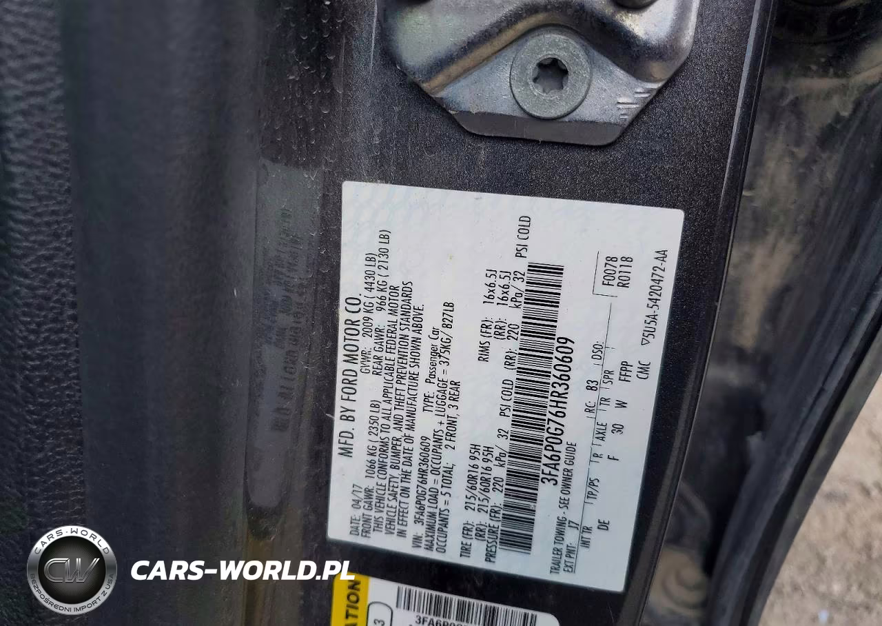 2017 Ford Fusion S VIN:3FA6P0G76HR360609 - 12