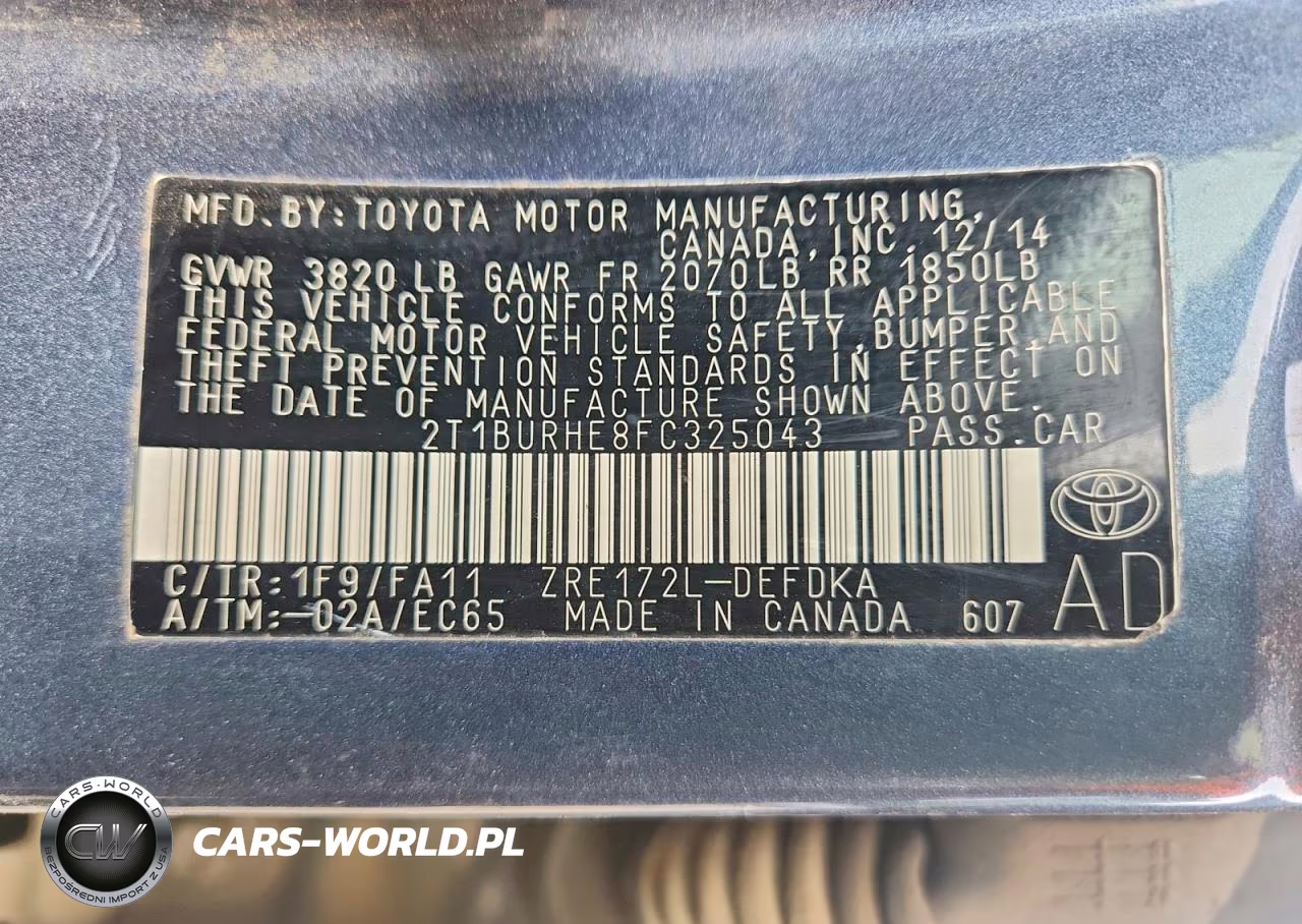 2015 Toyota Corolla L VIN:2T1BURHE8FC325043 - 14