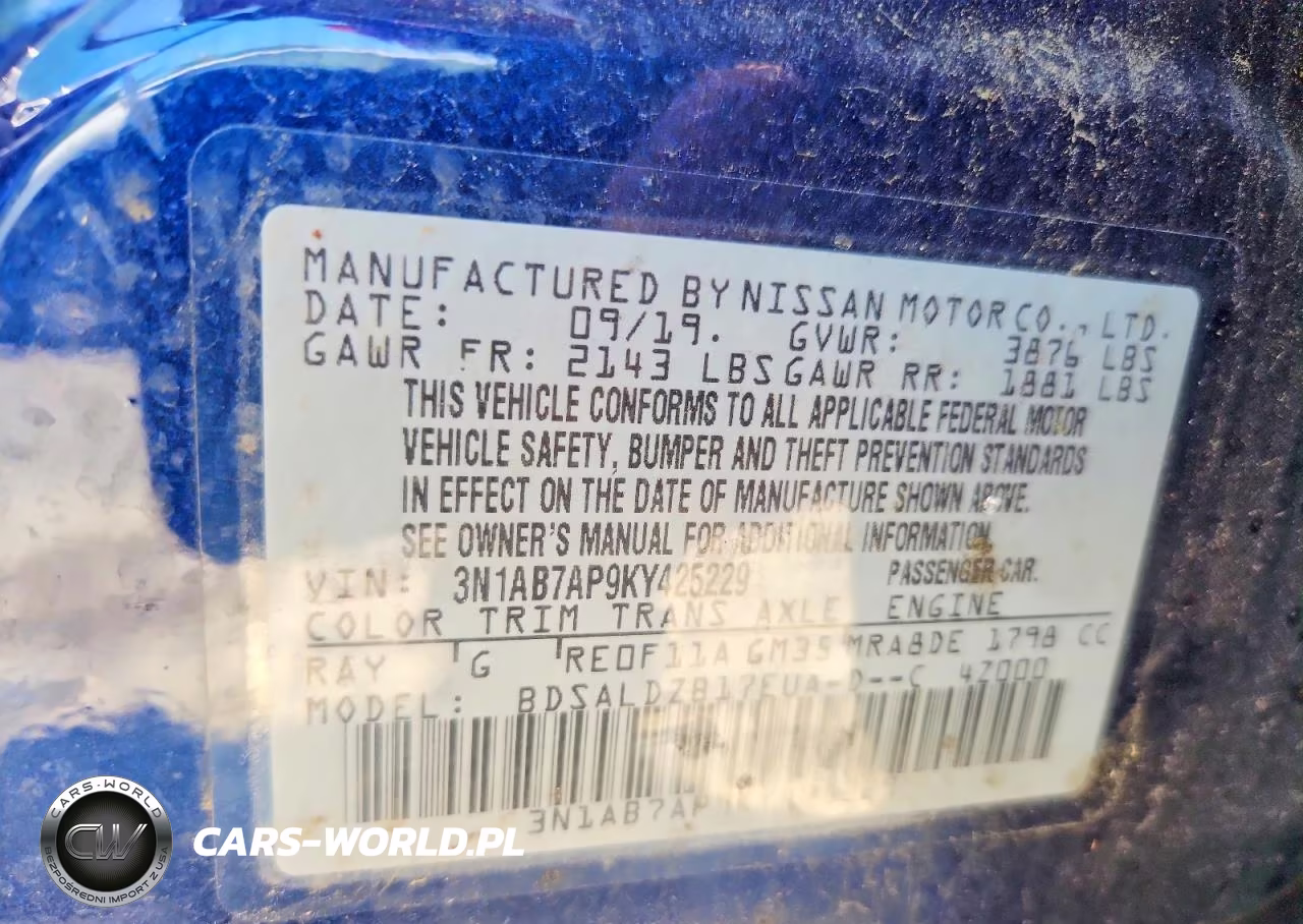 2019 Nissan Sentra Sv VIN:3N1AB7AP9KY425229 - 12