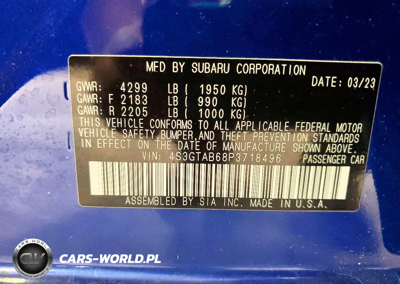 2023 Subaru Impreza VIN:4S3GTAB68P3718496 - 13