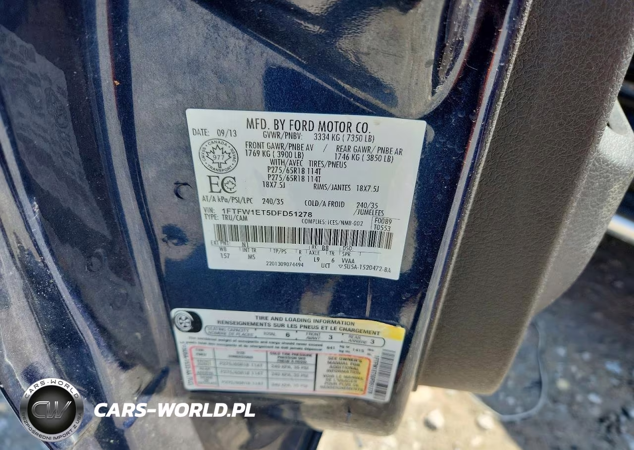 2013 Ford F150 Supercrew VIN:1FTFW1ET5DFD51278 - 12