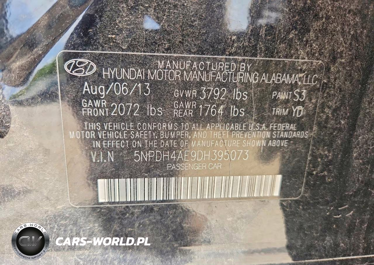 2013 Hyundai Elantra Gls VIN:5NPDH4AE9DH395073 - 12
