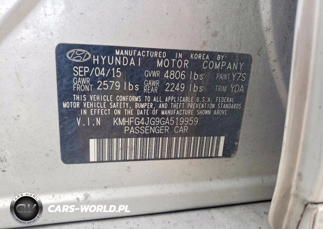 2016 Hyundai Azera Base VIN:KMHFG4JG9GA519959 - 12