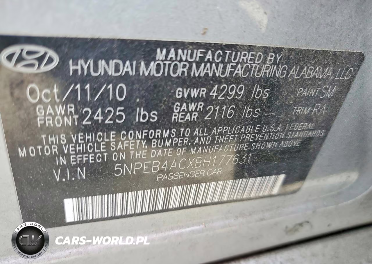 2011 Hyundai Sonata Gls VIN:5NPEB4ACXBH177631 - 12