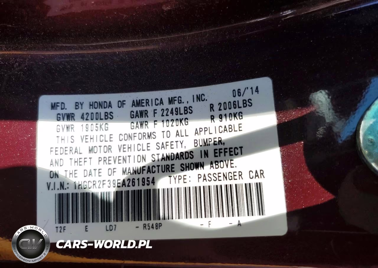 2014 Honda Accord Lx VIN:1HGCR2F39EA261954 - 13